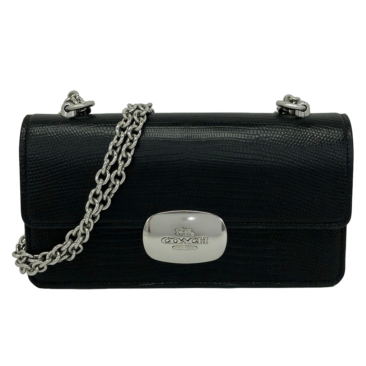 【新着】【中古】COACH(コーチ職) エライザ 下げ翼 差し交わす上半身 ショルダーバッグ 型押し製作/チェーン店肩先 黒 なめし革