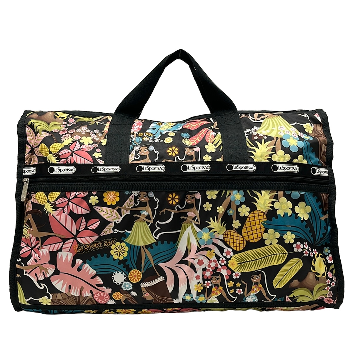 【新着】【中古】LESPORTSAC(レスポートサック) ボストンバッグ 花柄/アロハ州/本体鍵を掛けるあり 黒×ライトグリーン×マルチ