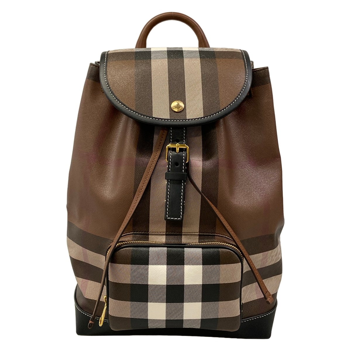 【新着】【中古】BURBERRY/Burberry(バーバリー) 背嚢 照合のしるし柄 暗然たる赤銅色×黒×白 なめし革