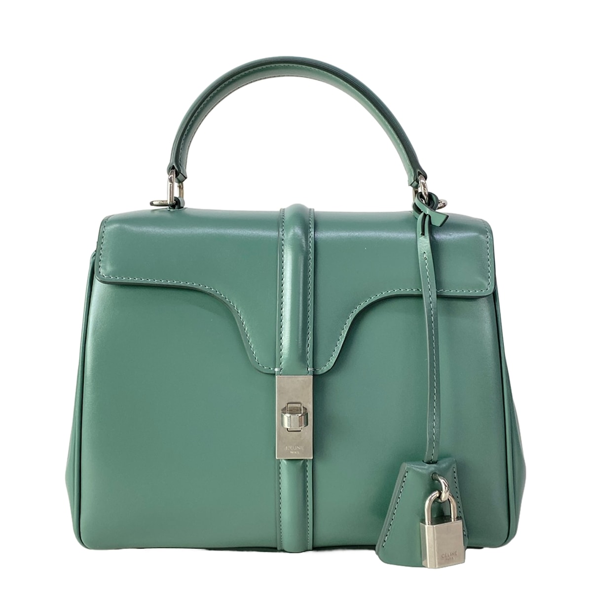 【中古】CELINE(セリーヌ) 16 セーズ スモール ハンドバック 緑であること