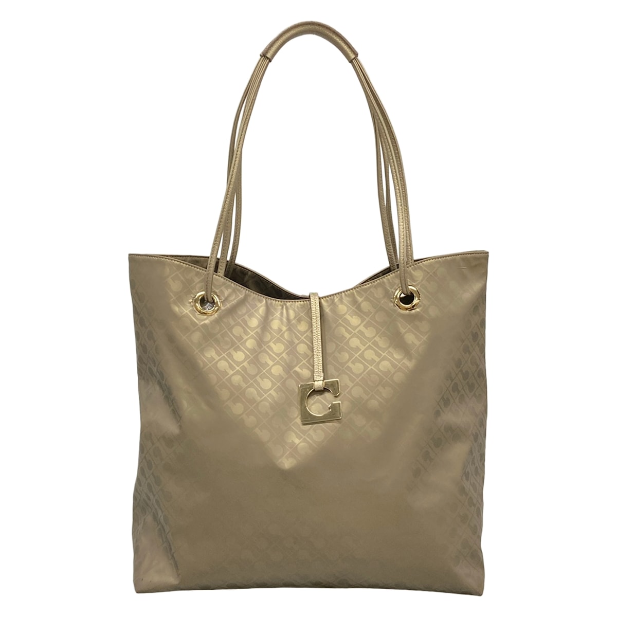 【新着】【中古】GHERARDINI(ゲラルディーニ) トートバッグ 薄墨色ベージュ×ゴールド なめし革