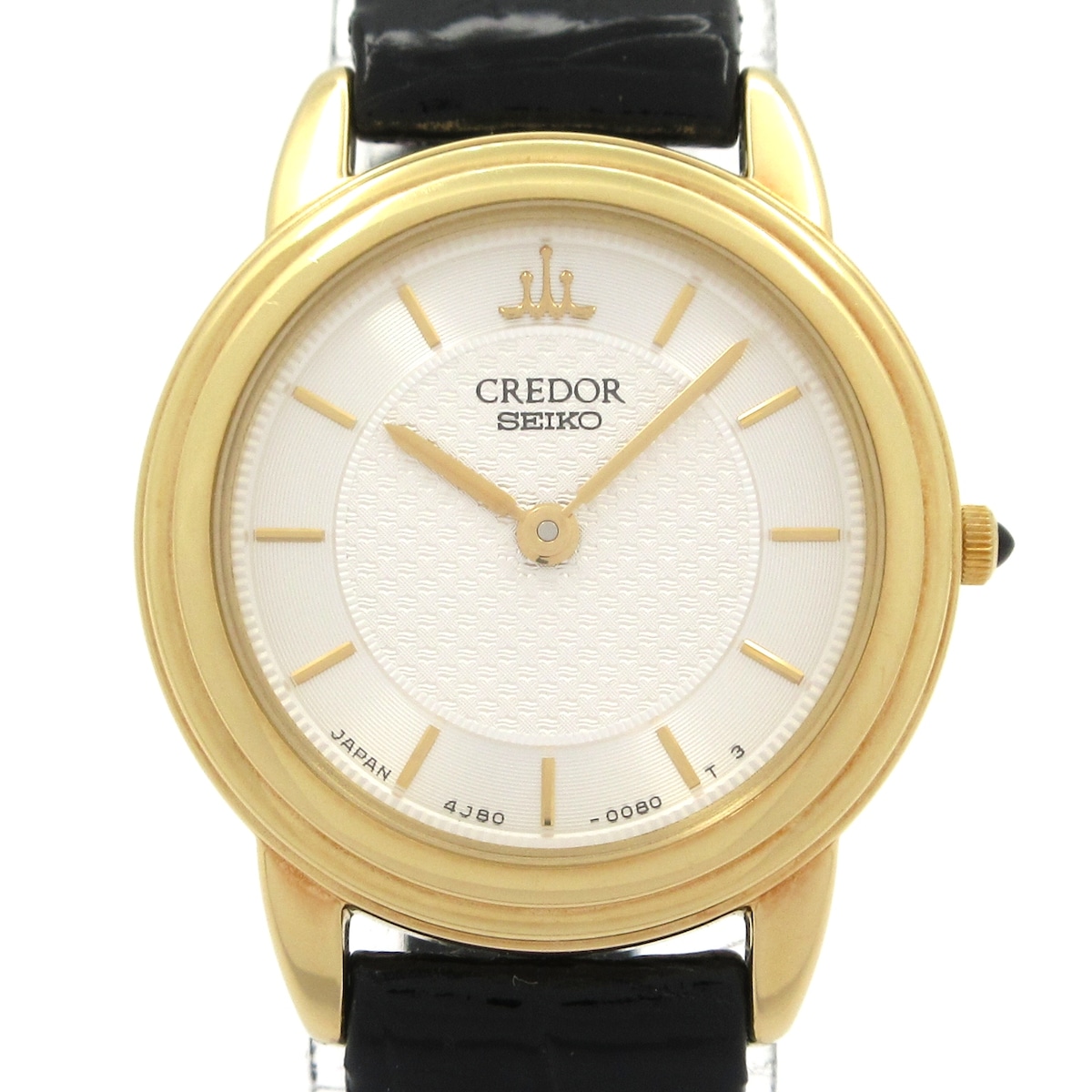 【中古】SEIKO CREDOR(セイコークレドール) ウオッチ K18YG/社外革三尺帯 しろがね色×白