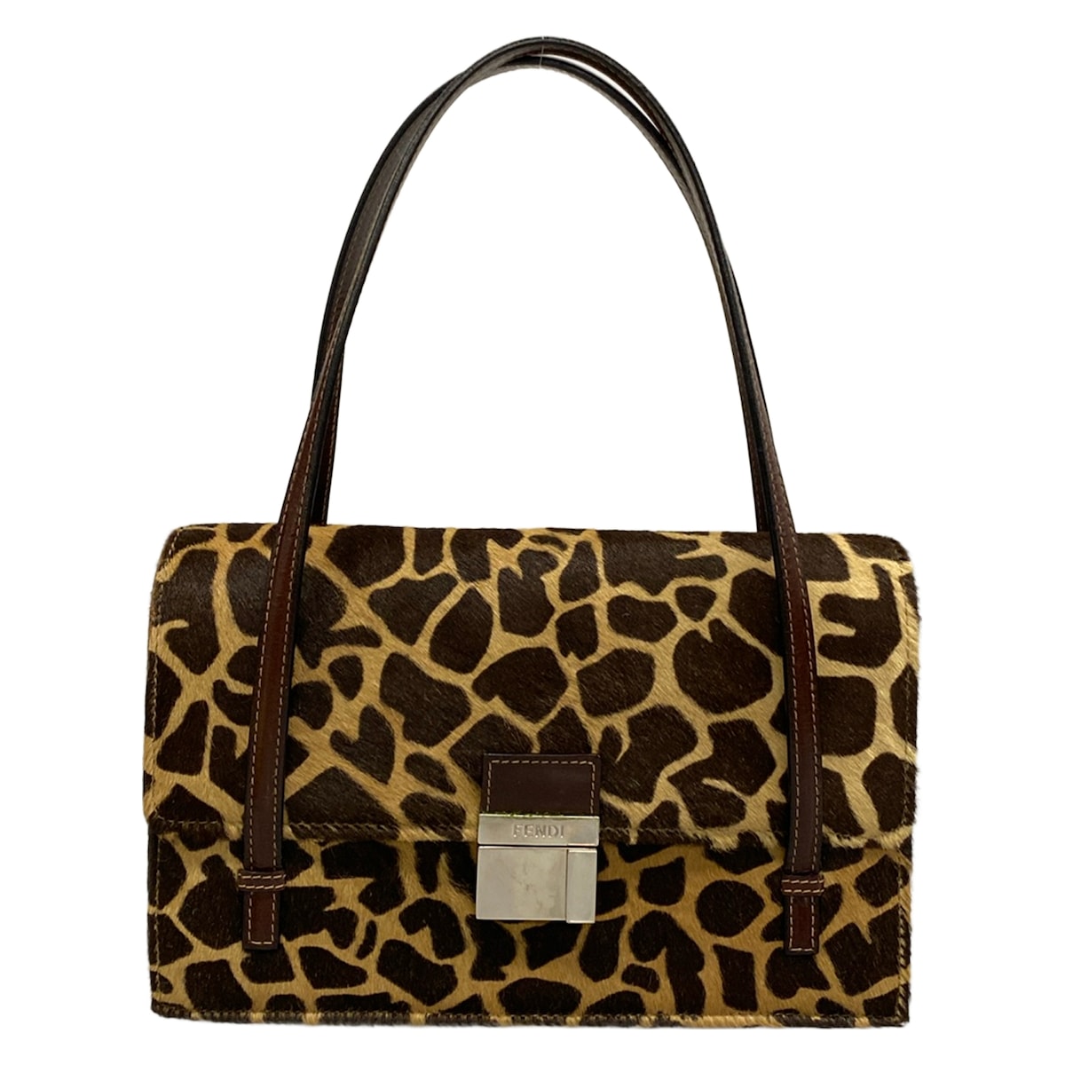 【新着】【中古】FENDI(フェンディ) ハンドバック 暗然たる赤銅色×点火装置赤銅色 なめし革