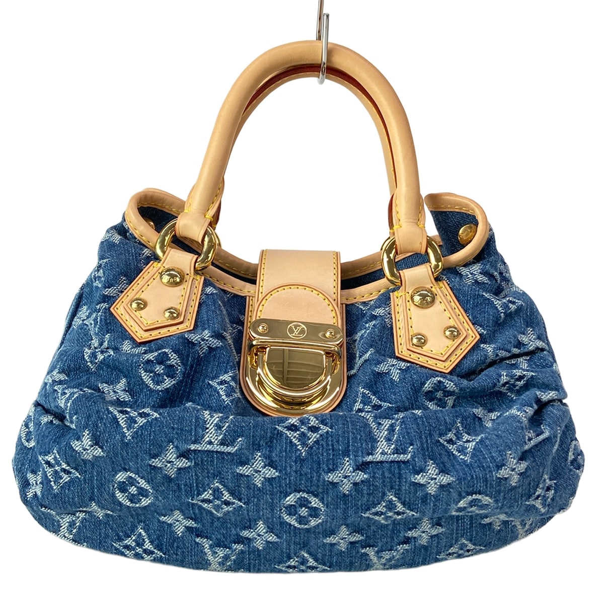【中古】LOUIS VUITTON(ルイヴィトン) プリーティ ハンドバック 青碧 綿織物、なめし革