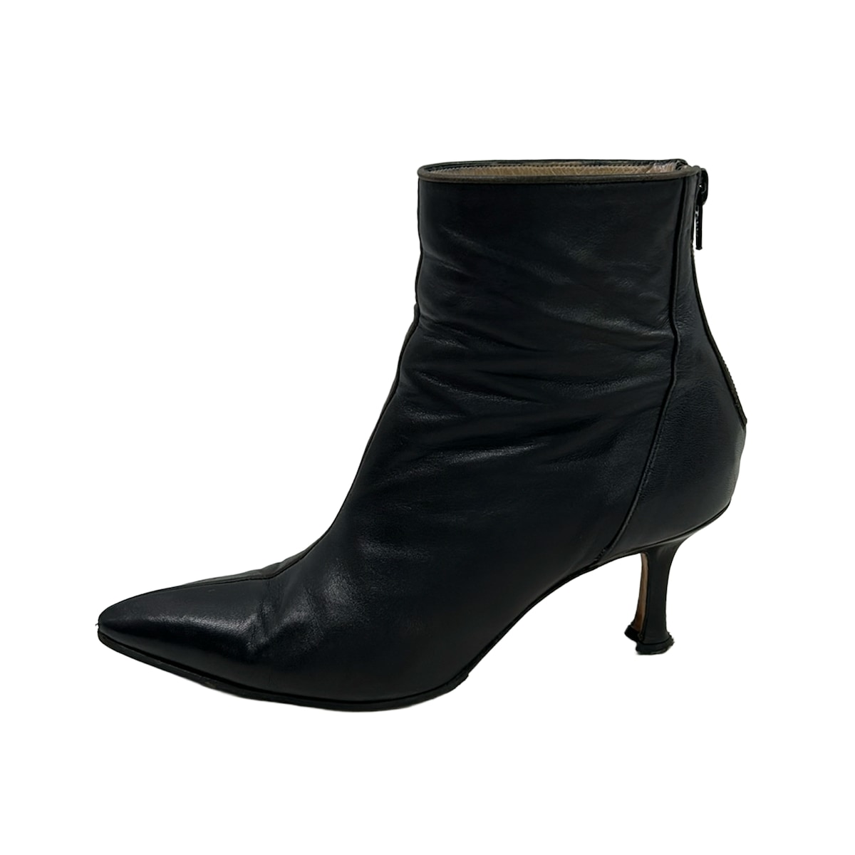 【新着】【中古】MANOLO BLAHNIK(マノロブラニク) 遊撃手ブーツ アウトソール張替済 黒 なめし革