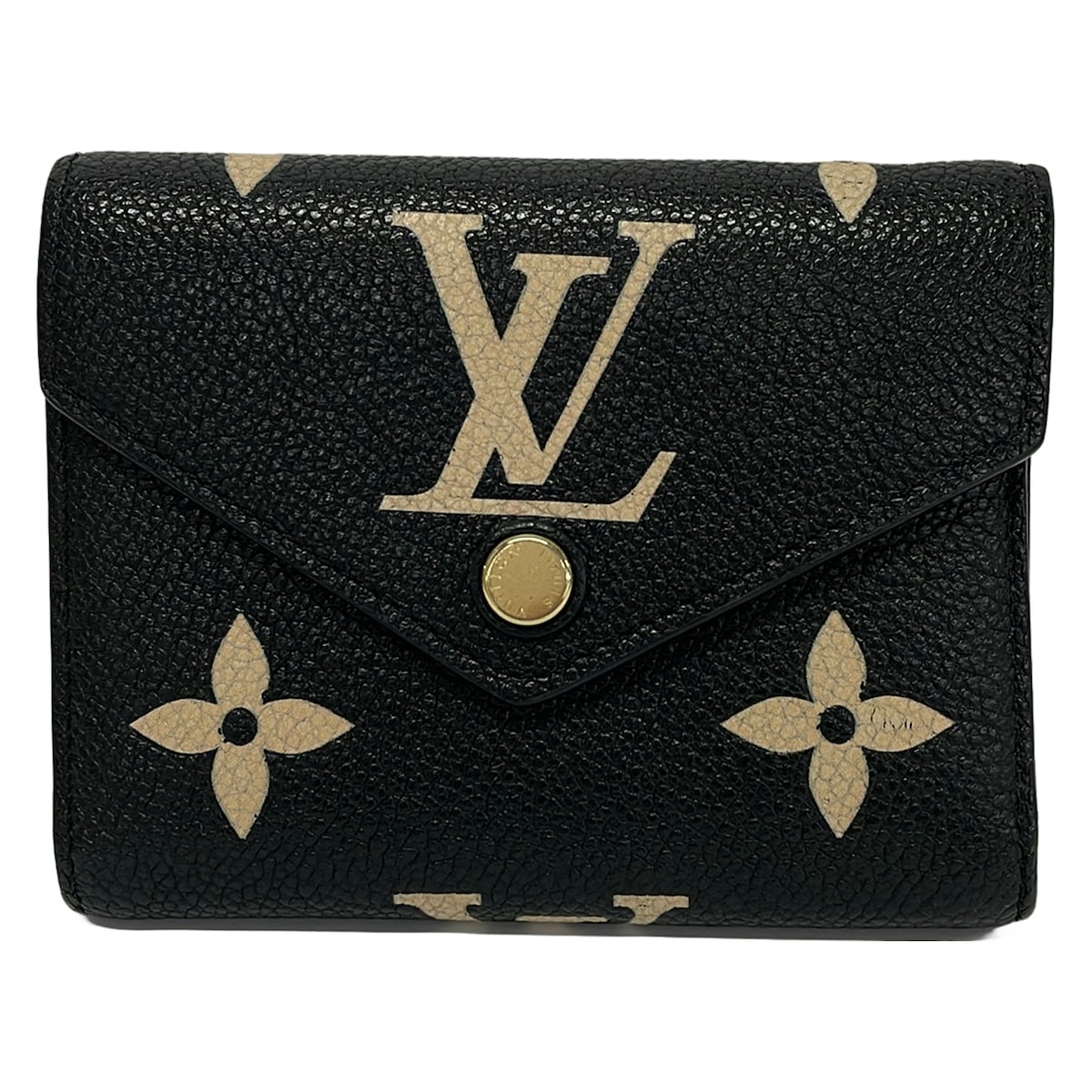【新着】【中古】LOUIS VUITTON(ルイヴィトン) ポルトフォイユヴィクトリーヌ 3つ折り金入れ ノワール なめし革、牛皮