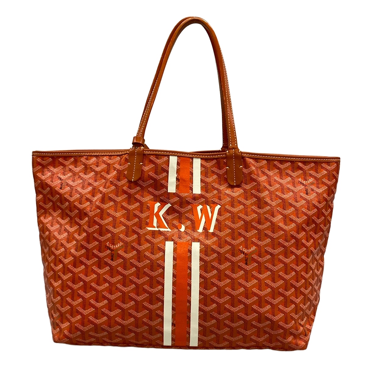 【中古】GOYARD(ゴヤール) サンルイPM トートバッグ マーカージュ オレンジ色 なめし革