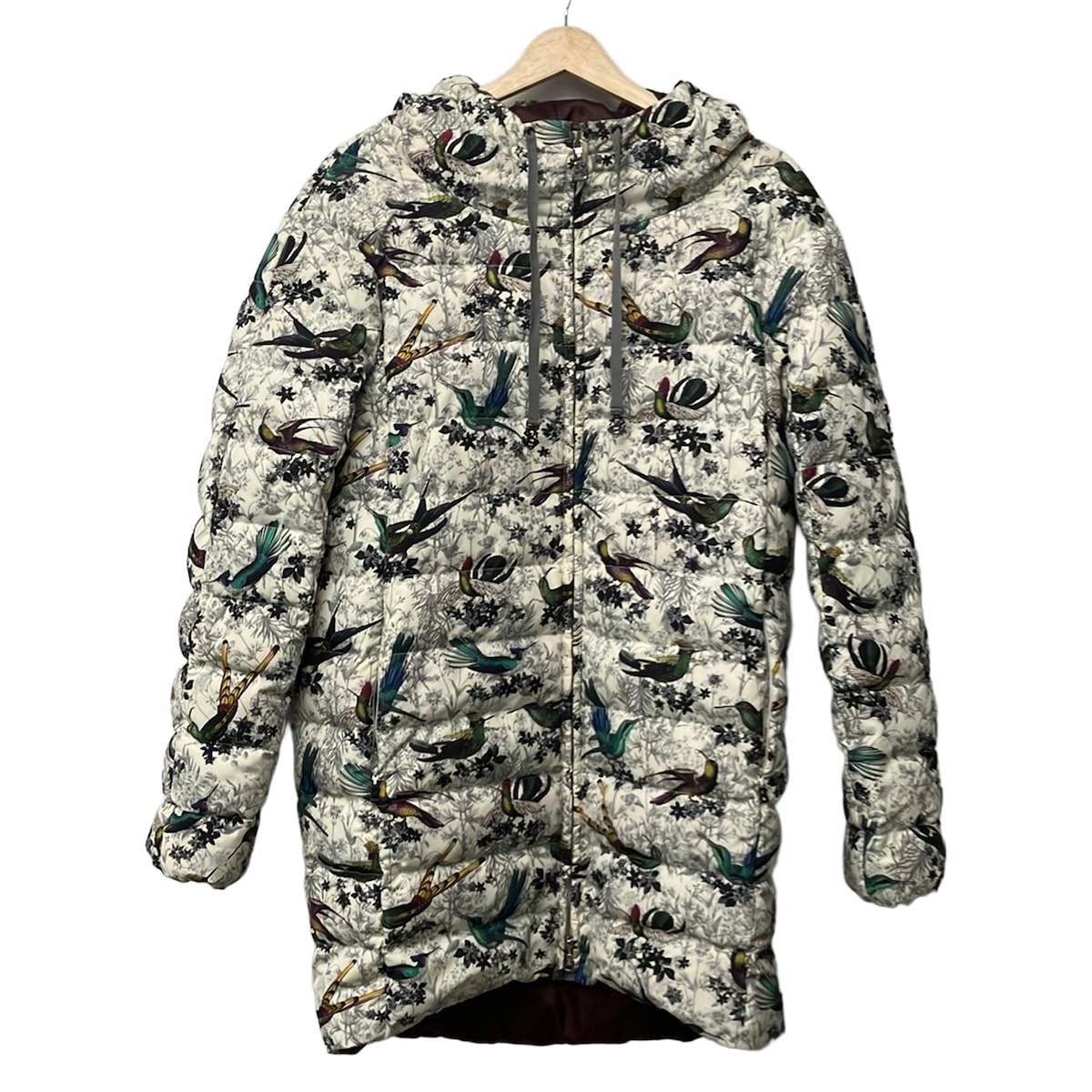 【中古】BOGNER(ボグナー) 落ちこむ厚地の外套 長袖/花柄/鳥/ジップアップ/sonia bogner/冬 象牙色×青色緑であること×マルチ