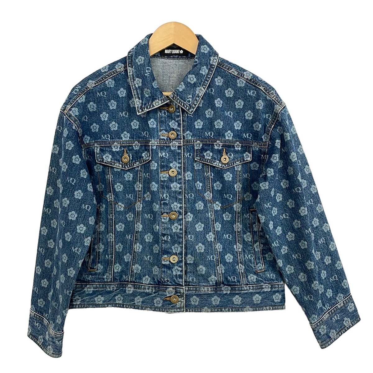 【中古】MARY QUANT(マリークワント) Gジャン 長袖/花柄/春/秋 青碧×ともし火青碧