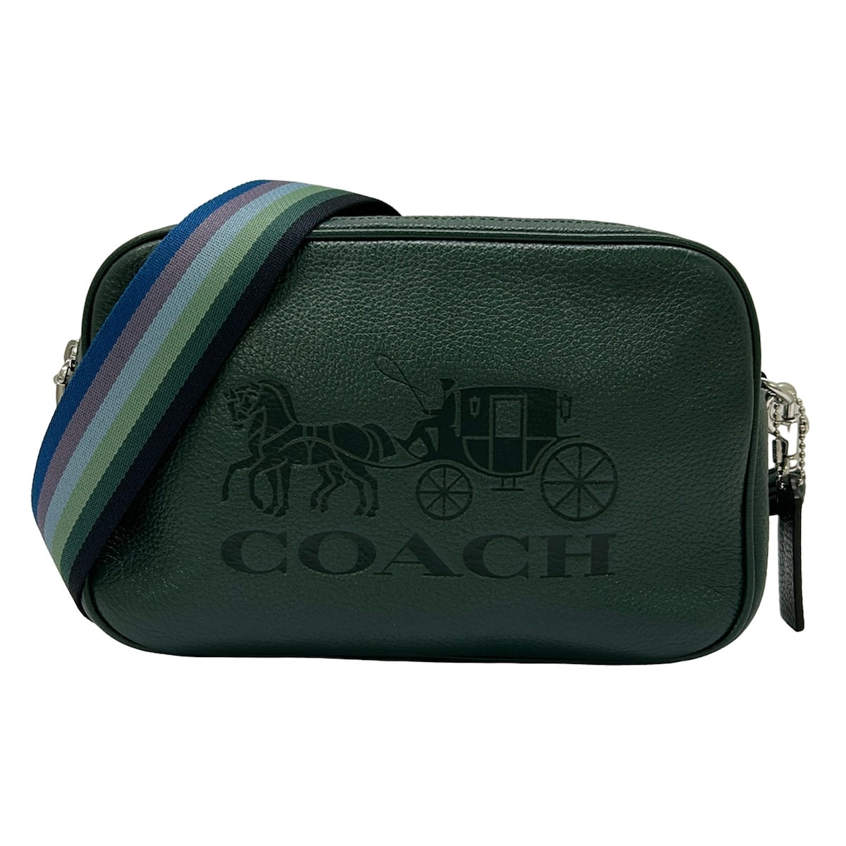 【新着】【中古】COACH(コーチ職) ホースアンドキャリッジ ジェス 差し交わす上半身 ショルダーバッグ うす暗い緑であること×マルチ なめし革