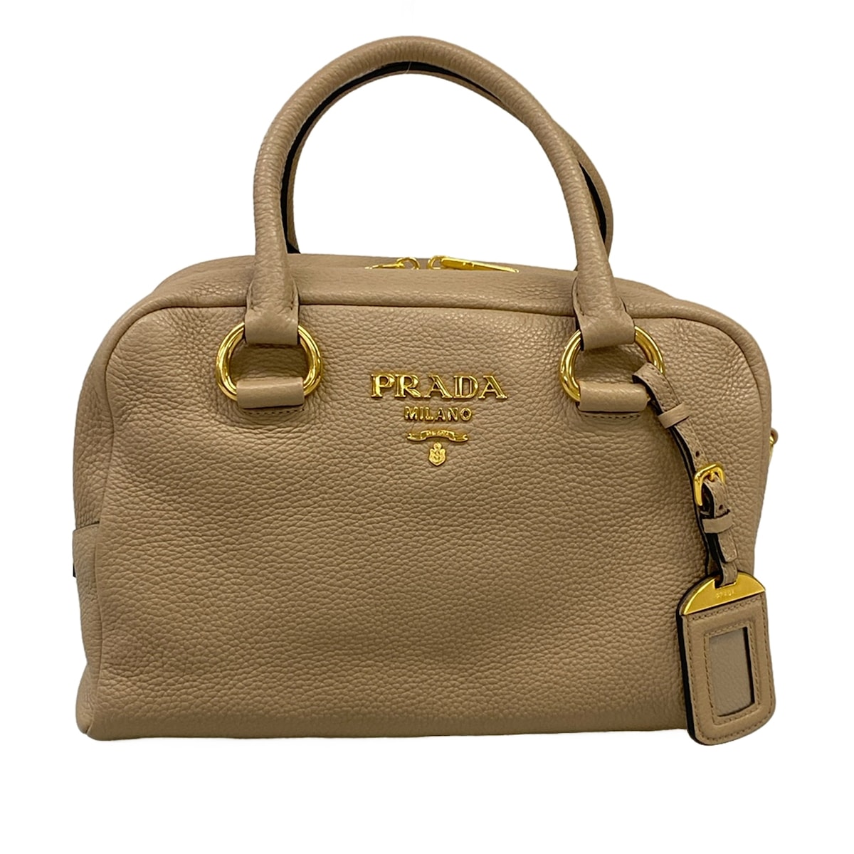 【新着】【中古】PRADA(プラダ) ハンドバック ベージュ なめし革