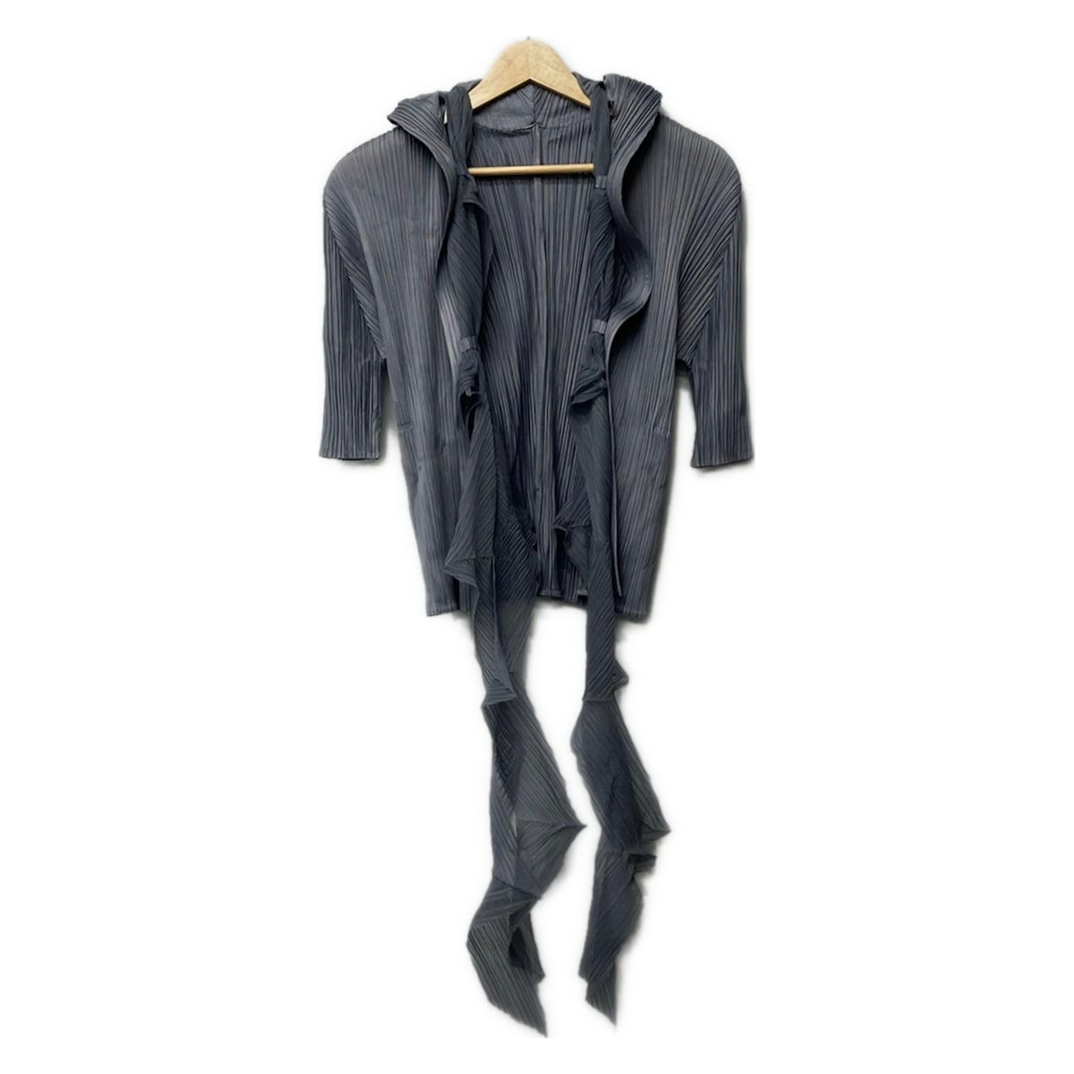 【中古】PLEATS PLEASE(筋目プリーズ) 上衣 七分袖/筋目/春/夏 点火装置薄墨色
