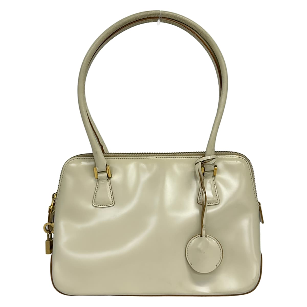 【中古】FERRAGAMO/SalvatoreFerragamo(サルバトーレフェラガモ) ショルダーバッグ 象牙色 なめし革