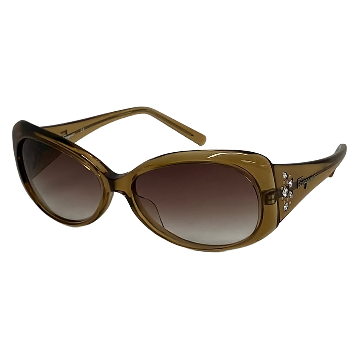 【新着】【中古】FERRAGAMO/SalvatoreFerragamo(サルバトーレフェラガモ) 黒眼鏡 ビジュー 赤銅色