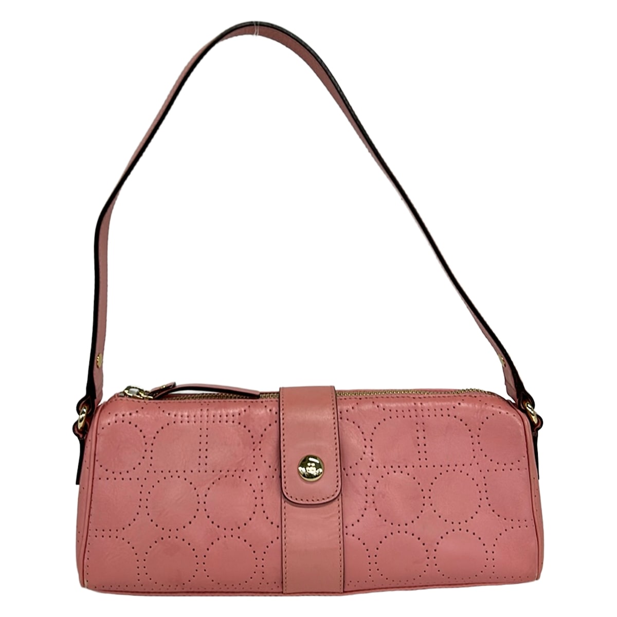 【新着】【中古】Kate spade(ケイトスペード) ショルダーバッグ パンチング 点火装置サクラ色 なめし革