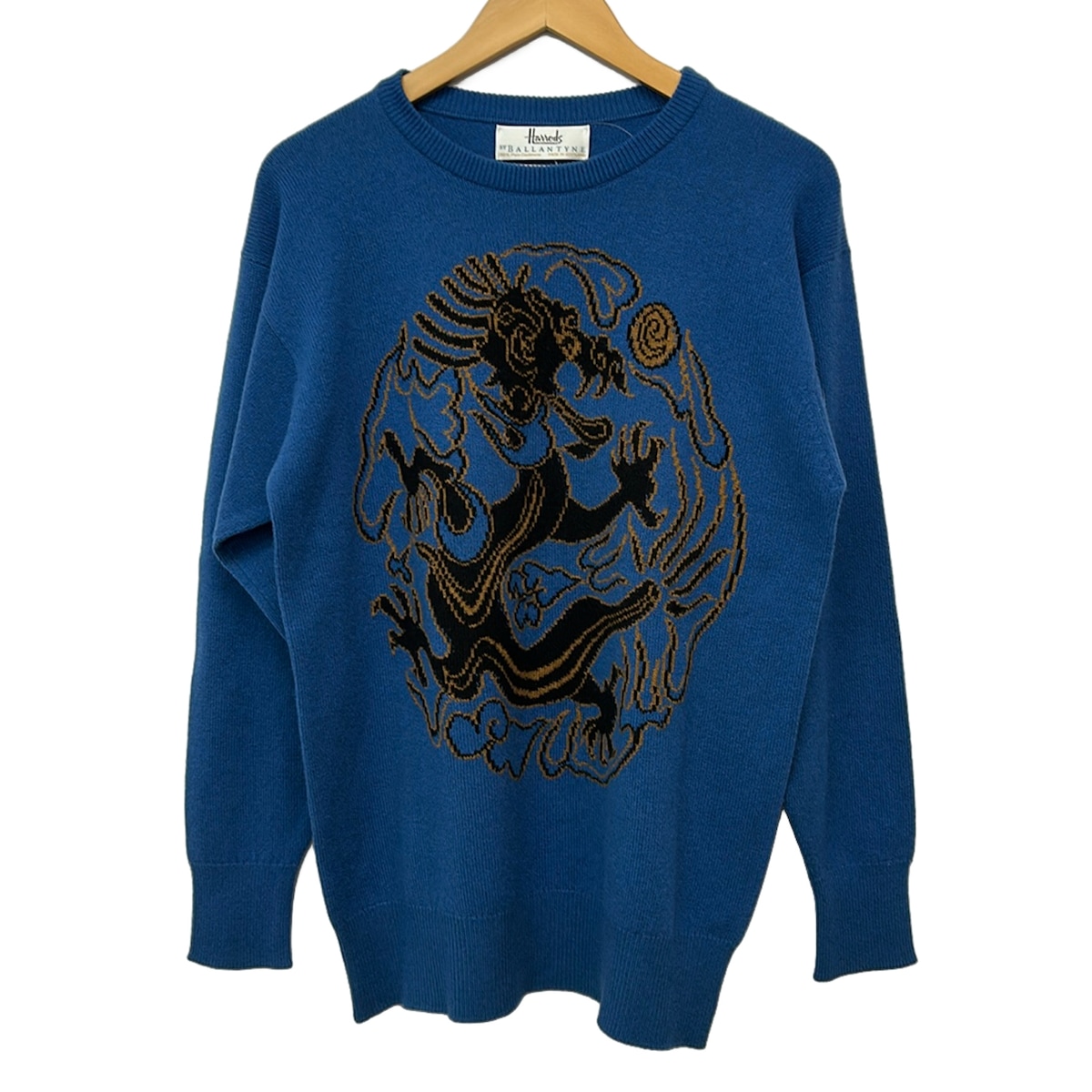 【新着】【中古】Ballantyne(バランタイン) 長袖スウェーター 労働者の一団のど首/カシミール 青色×黒×赤銅色