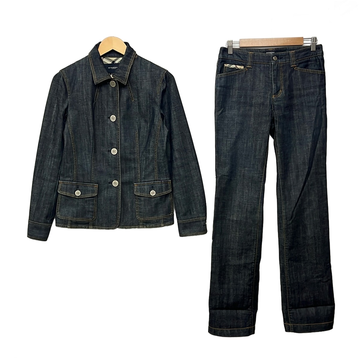 【新着】【中古】Burberry LONDON(バーバリーロンドン) レディースパンツスーツ ジーンズ ダークネイビー