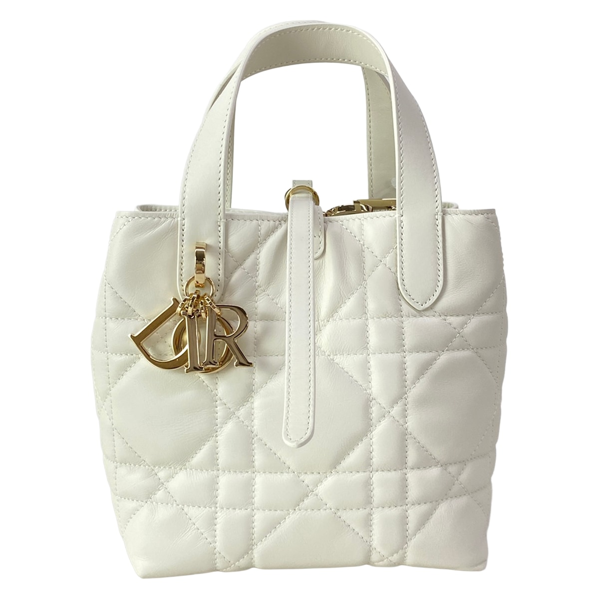 【新着】【中古】DIOR/ChristianDior(クリスチャンディオール/ディオール) Dior Toujours バーティカル トートバッグ スモール/トゥジュール トートバッグ マクロカナージュステッチ/CD鍵を掛ける 白
