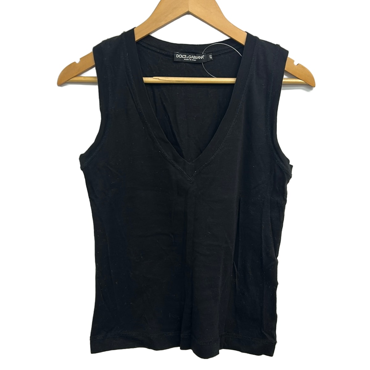 【中古】DOLCE\u0026GABBANA(ドルチェアンドガッバーナ) 半袖ティーシャツ Vのど首 黒