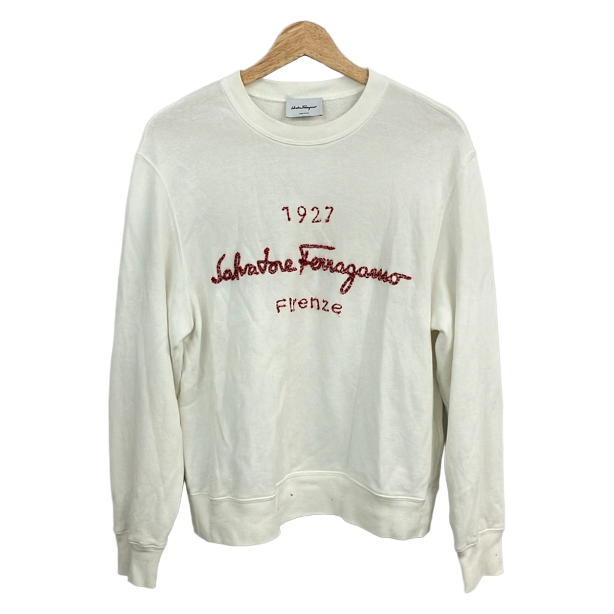 【新着】【中古】FERRAGAMO/SalvatoreFerragamo(サルバトーレフェラガモ) 調教師 長袖 白×赤いこと