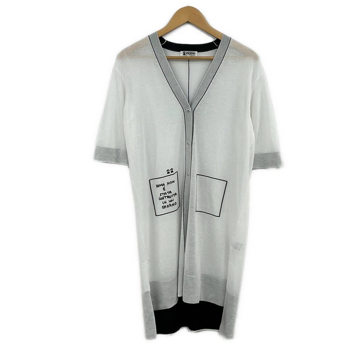 【新着】【中古】PICONE(ピッコーネ) ジレー 七分袖/ロング丈 白×黒