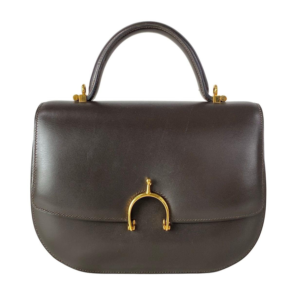 【新着】【中古】HERMES(エルメス) シェブルーズ ハンドバック ゴールド金具 ハバナ