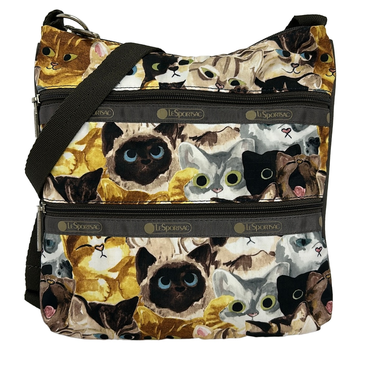 【中古】LESPORTSAC(レスポートサック) ショルダーバッグ 猫 白×暗然たる薄墨色
