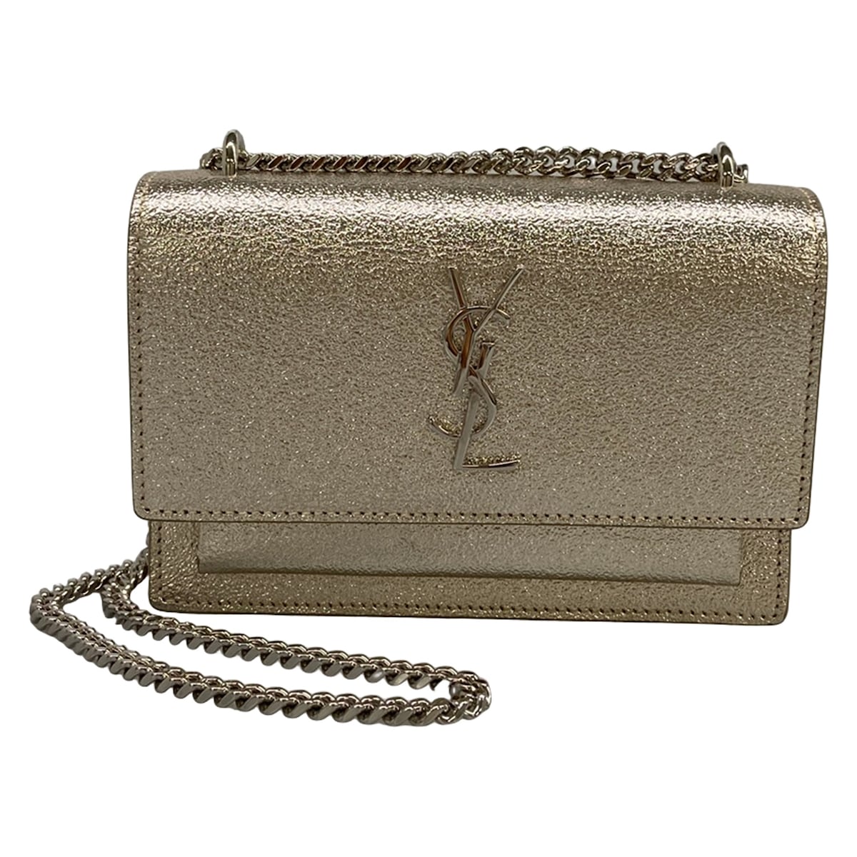 【中古】SAINT LAURENT PARIS(サンローランパリ) サン書き割り チェーンウォレット 銭入れ チェーンウォレット 三鞭酒ゴールド なめし革