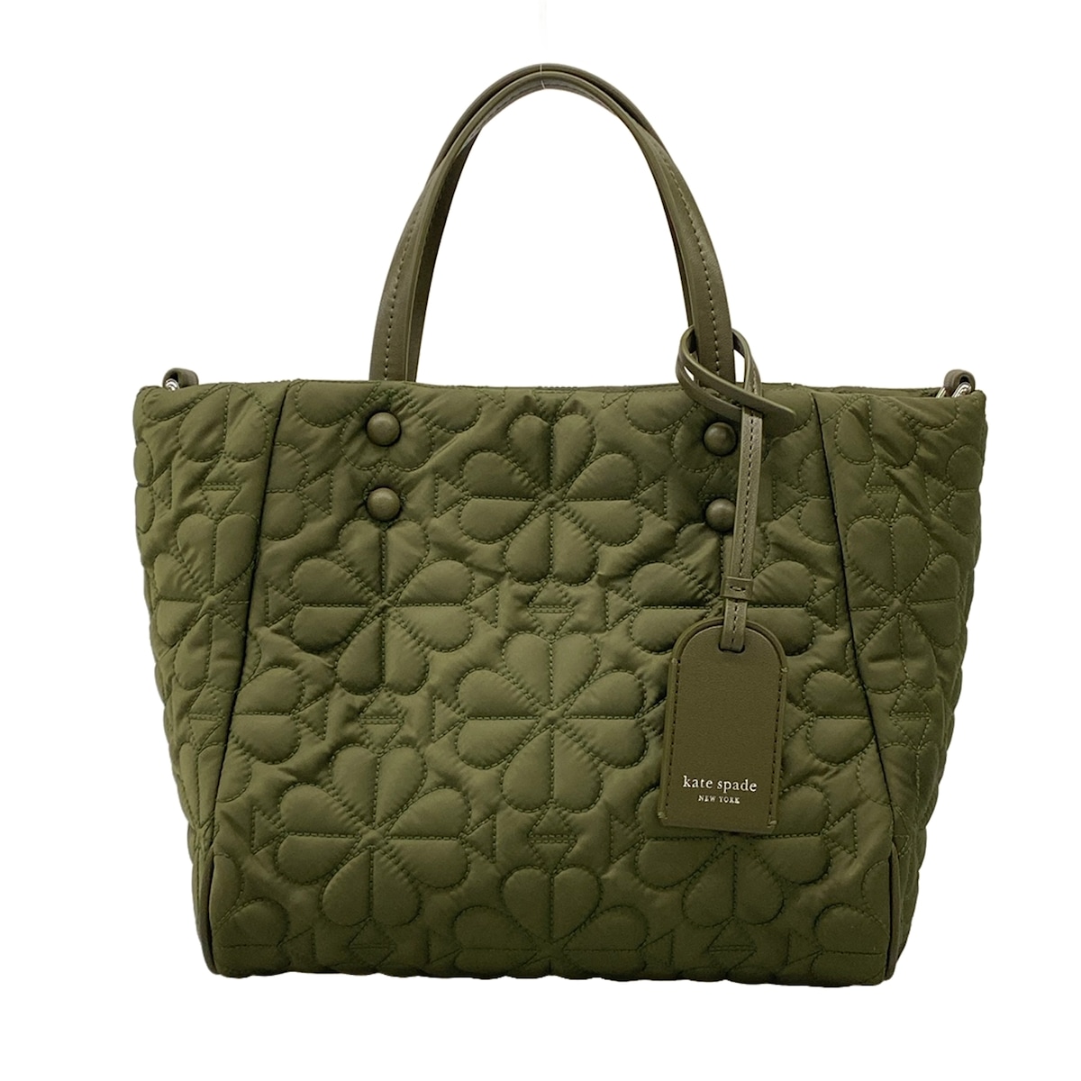 【中古】Kate spade(ケイトスペード) ティリー キルテッド スモール トート トートバッグ キルティング カーキ なめし革