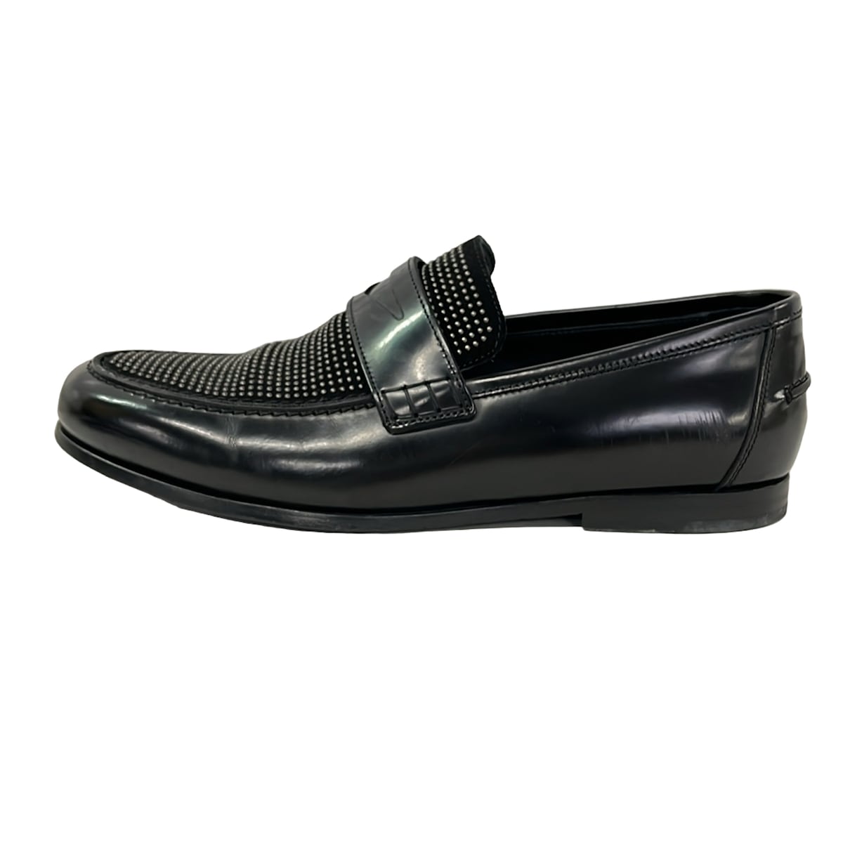 【新着】【中古】JIMMY CHOO(ジミーチュウ) 置き目毛革 スタッズ 黒 なめし革