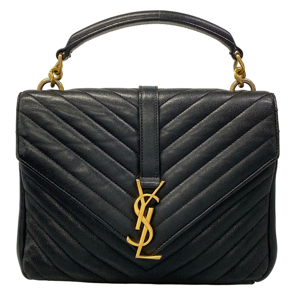 【新着】【中古】SAINT LAURENT PARIS(サンローランパリ) モノグラム サンローラン 分科大学 ハンドバック 黒 なめし革