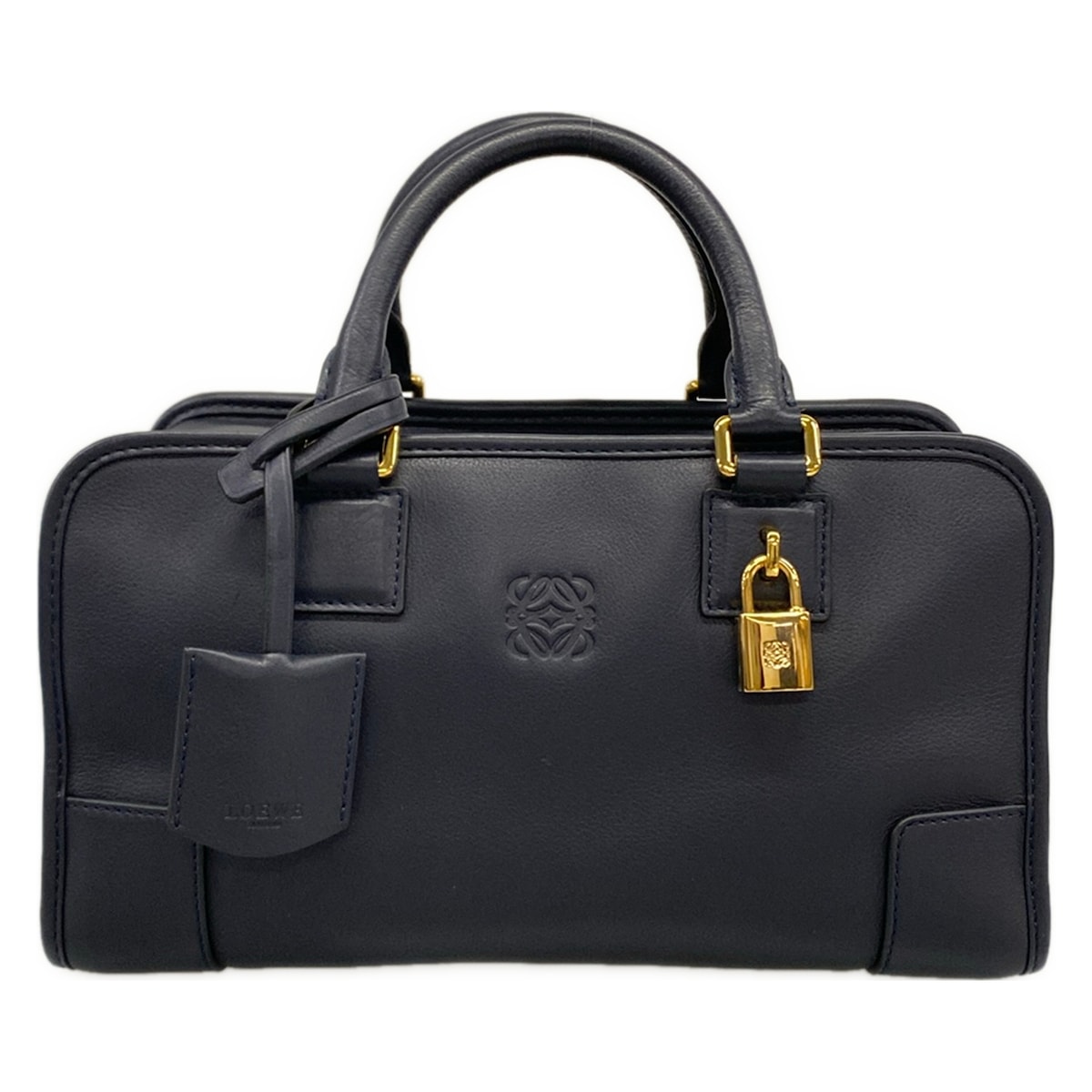 【新着】【中古】LOEWE(ロエベ) アマソナ28 ハンドバック かしら文字目じるし 黒 なめし革