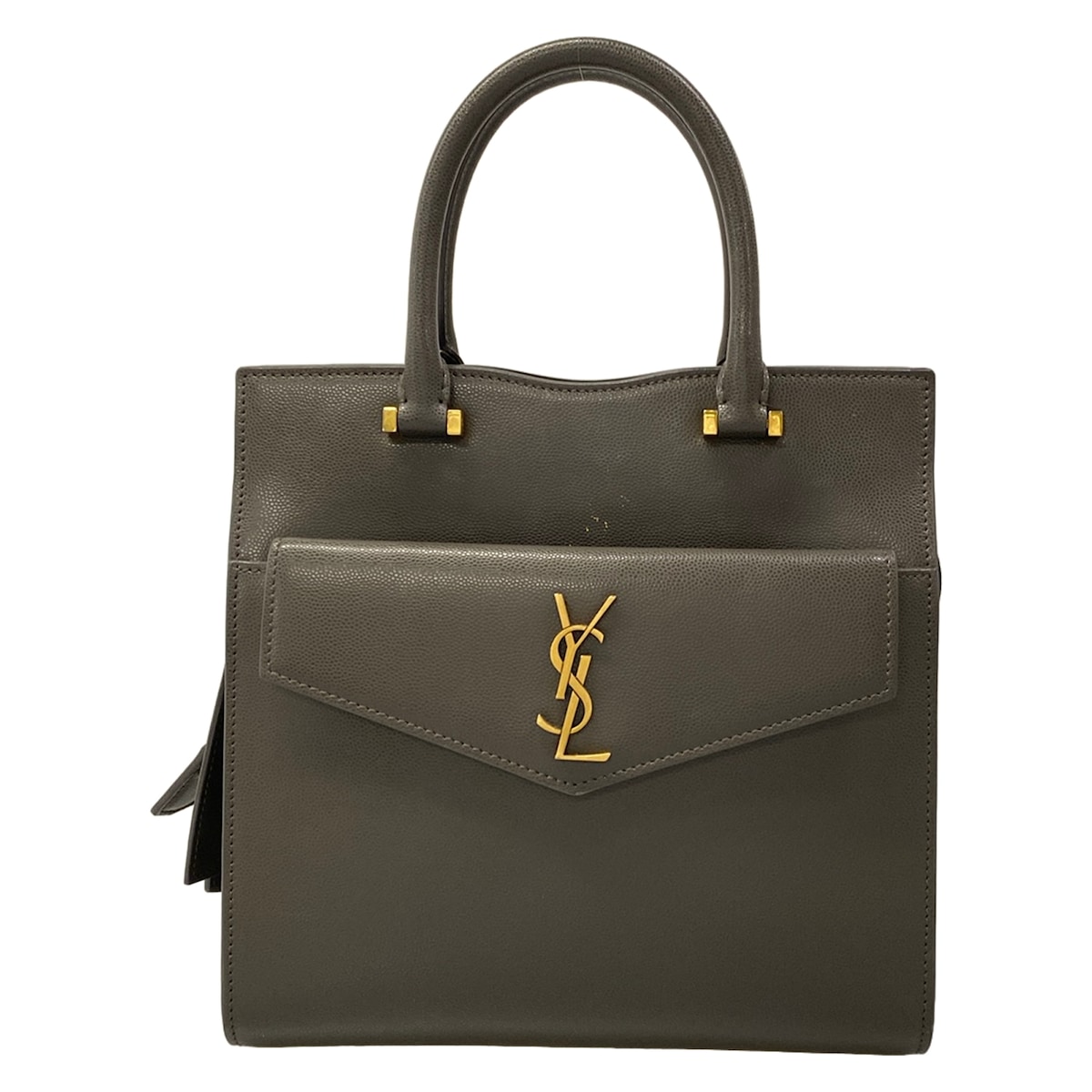 【中古】SAINT LAURENT PARIS(サンローランパリ) 引き上げる町 スモール ハンドバック 靉靆たる薄墨色 なめし革