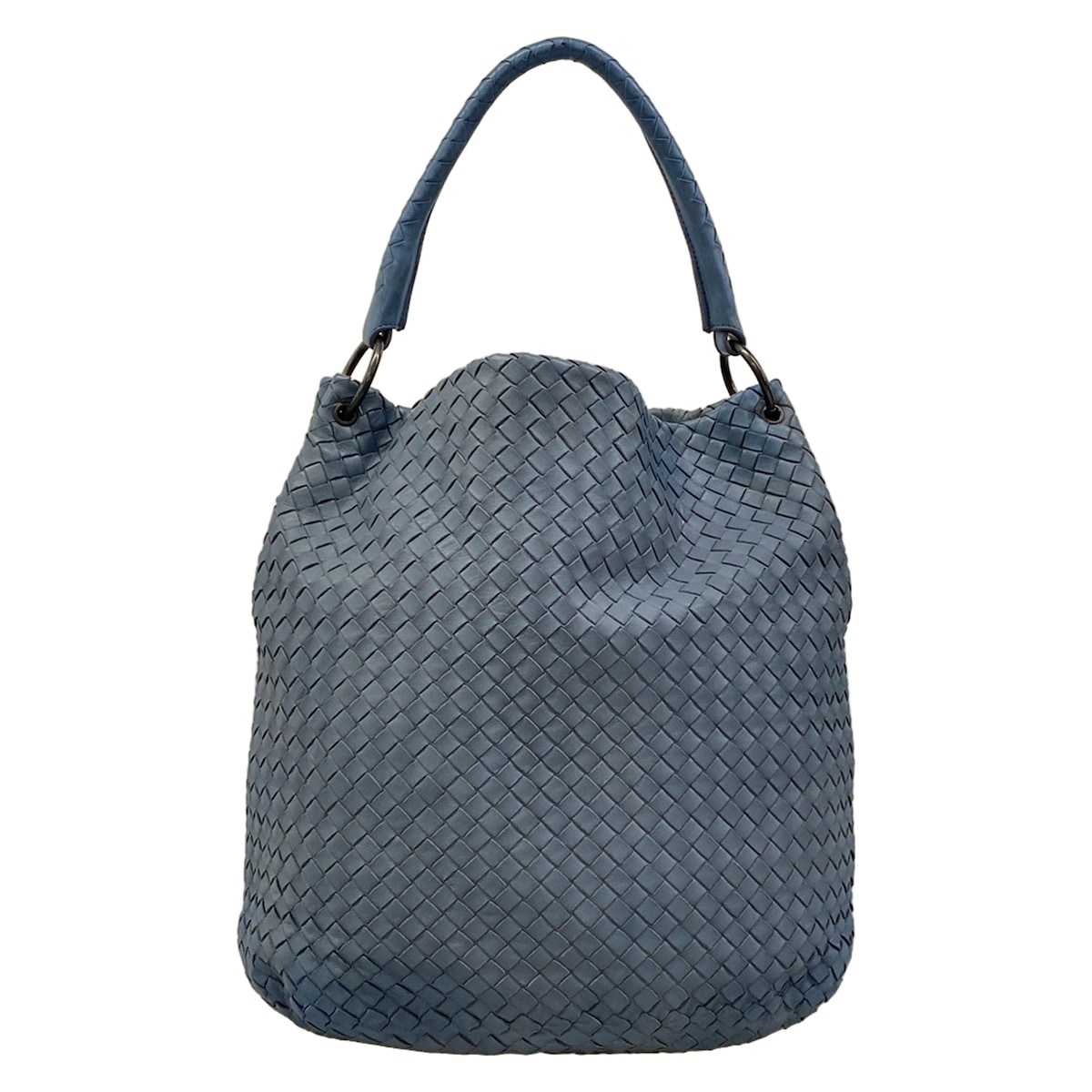 【新着】【中古】BOTTEGA VENETA(ボッテガヴェネタ) イントレチャート ハンドバック 青碧 なめし革