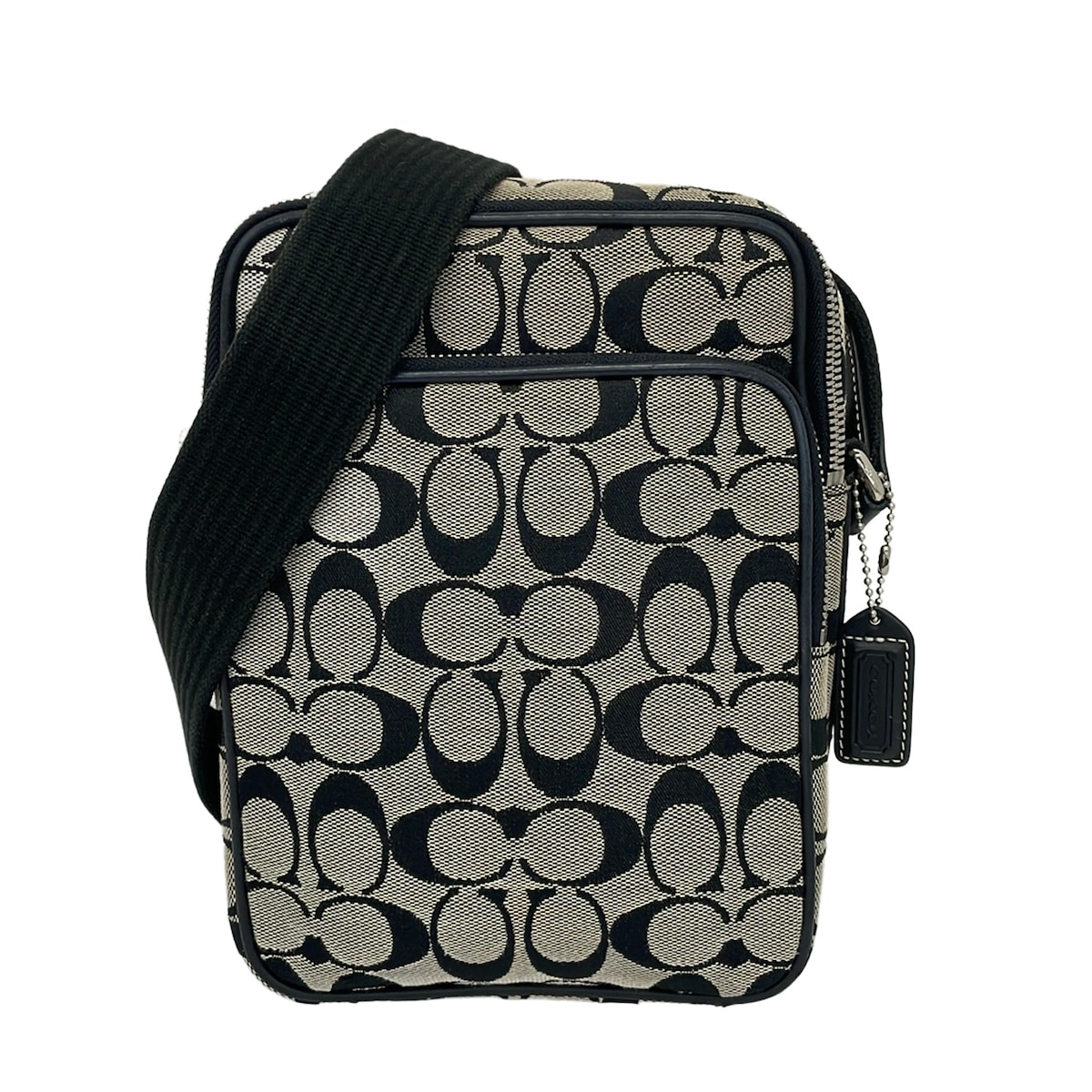 【新着】【中古】COACH(コーチ職) シグネチャーインターナショナルショルダーバッグ ショルダーバッグ 黒×白