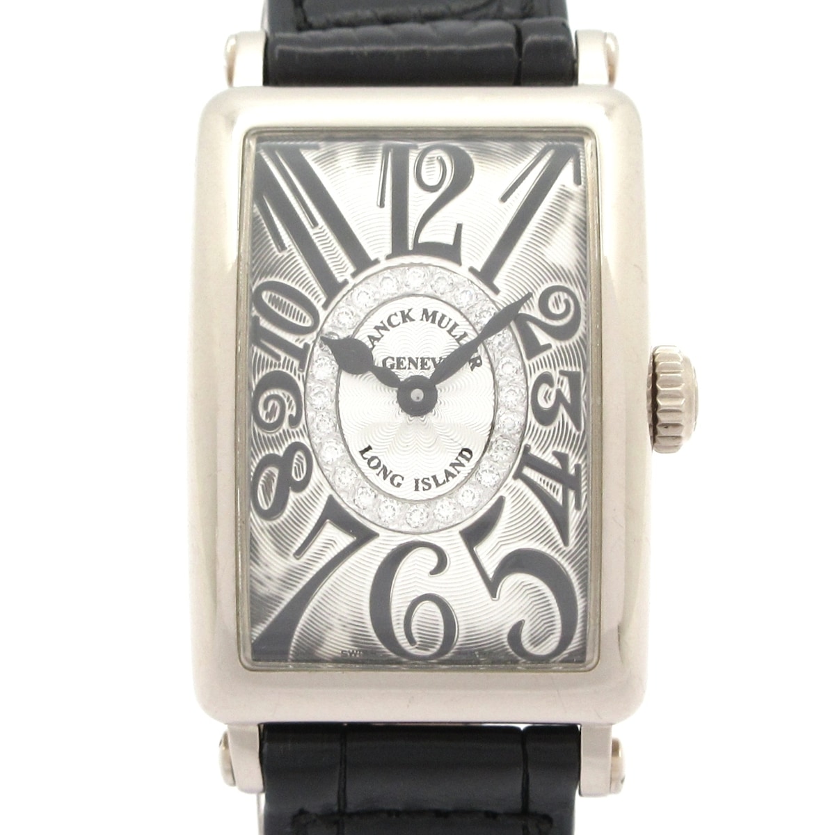 【新着】【中古】FRANCK MULLER(フランクミュラー) ロングアイランド 浮彫り ウォッチ 金剛石文字記号盤/K18WG/クロコベルト/400個制限事項 しろがね色