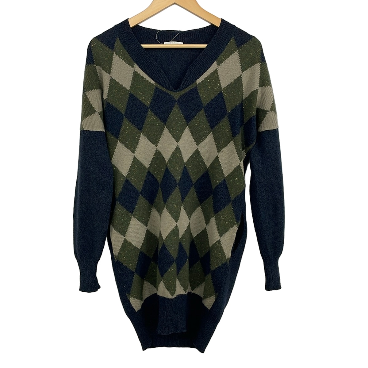 【中古】Chloe(クロエ) 衣装 長袖/ミニ/編み物/アーガイル 米国海軍×カーキ