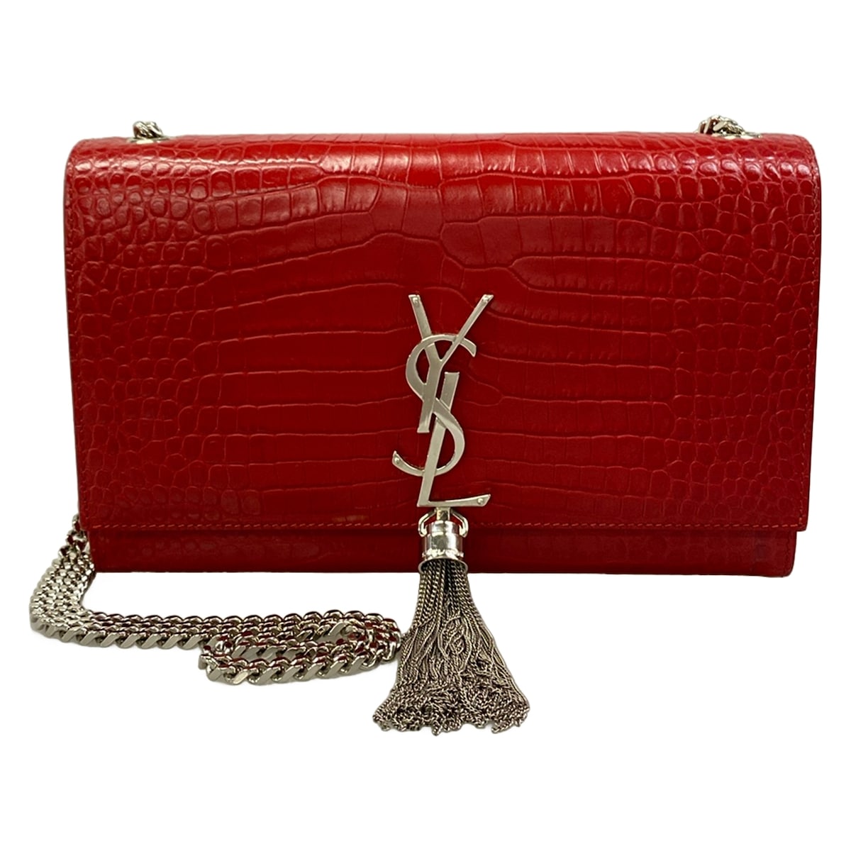 【新着】【中古】SAINT LAURENT PARIS(サンローランパリ) ケイトミディアム ショルダーバッグ 型押し産業 赤いこと なめし革