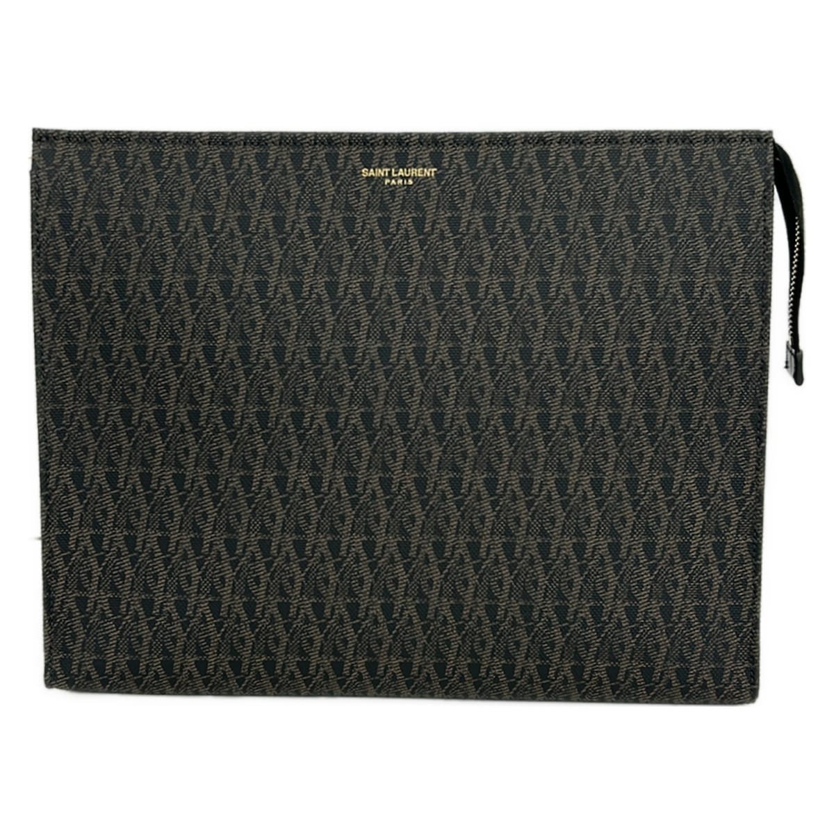 【新着】【中古】SAINT LAURENT PARIS(サンローランパリ) 古典派音楽 トワル・モノグラム クラッチペダル御徒面子 暗然たる赤銅色×黒