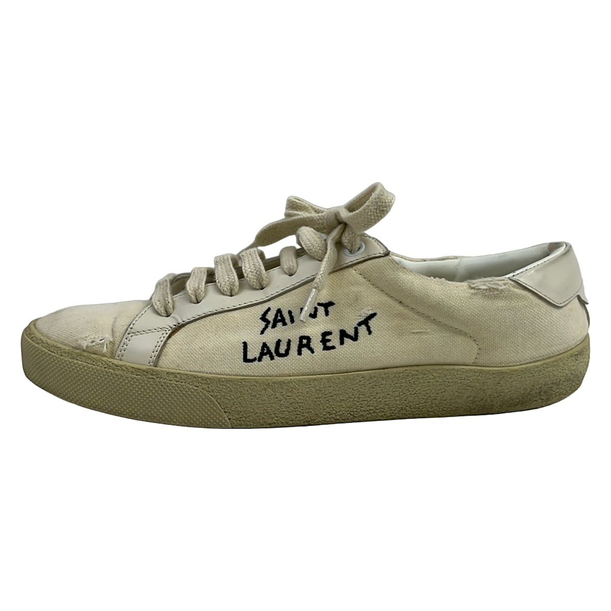 【中古】SAINT LAURENT PARIS(サンローランパリ) スニーカー 不都合産業 象牙色×白 なめし革