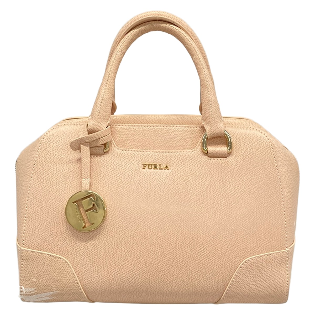 【新着】【中古】FURLA(フルラ) ハンドバック 点火装置サクラ色 なめし革