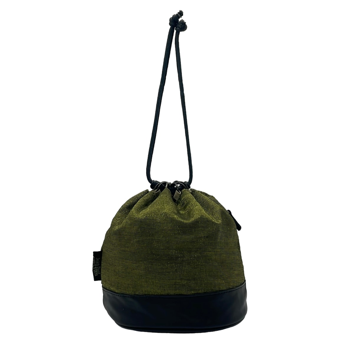 【中古】JeanPaulGAULTIER(ゴルチエ) ハンドバック 合切袋型 カーキ×黒 なめし革