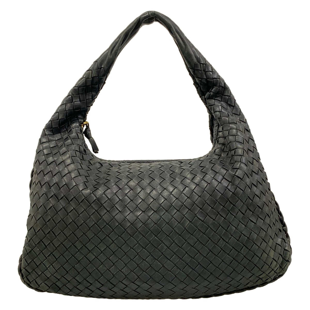 【中古】BOTTEGA VENETA(ボッテガヴェネタ) ミディアムヴェネタバッグ ショルダーバッグ 黒 なめし革