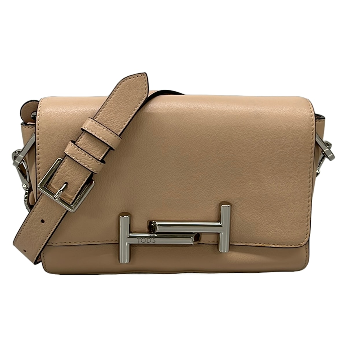 【中古】TOD\u0027S(トッズ) ダブルT ショルダーバッグ ベージュ なめし革