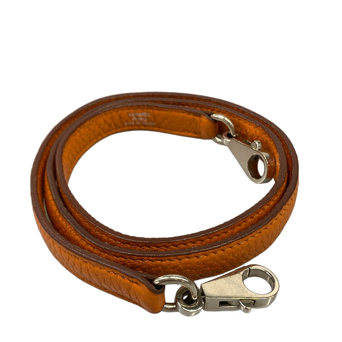 【中古】HERMES(エルメス) ストラップ ケリー・ボリード用同盟罷業さあ美/しろがね色金具 オレンジ色