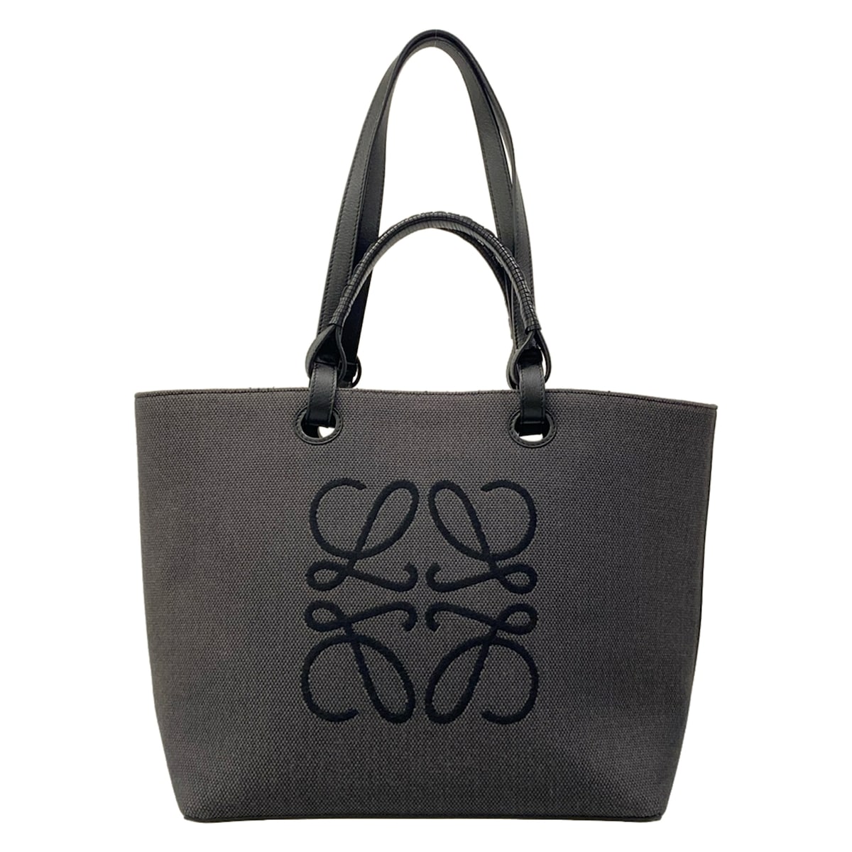 【新着】【中古】LOEWE(ロエベ) アナ瓦 トートバッグ トートバッグ 2way うす暗い薄墨色×黒 なめし革