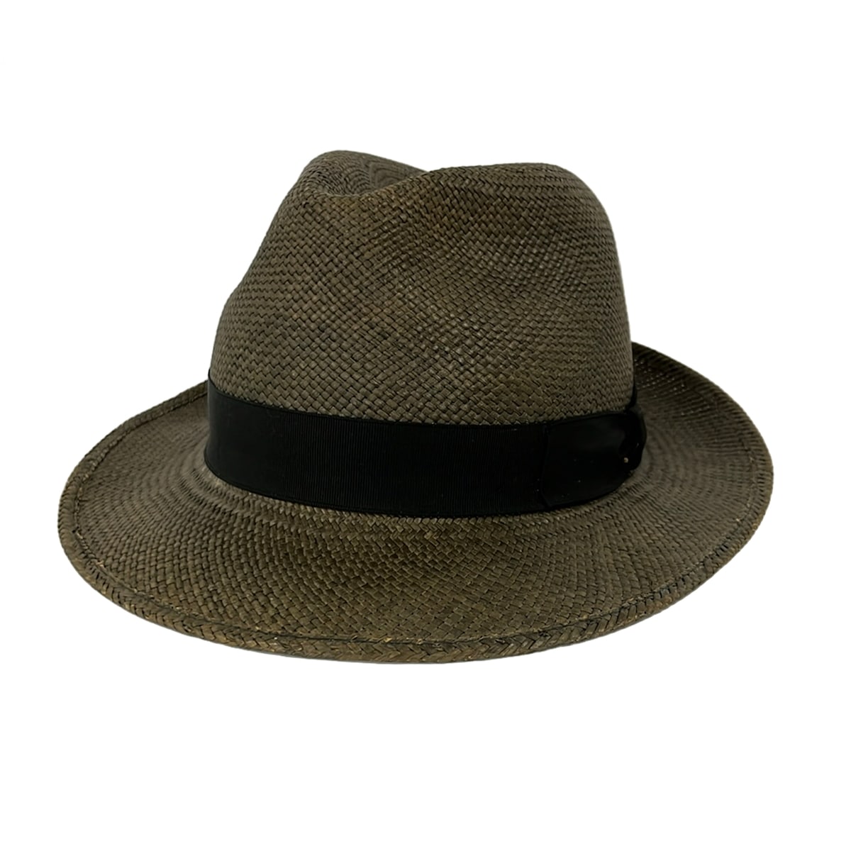 【新着】【中古】Borsalino(ボルサリーノ) かぶり笠 かんかん帽/シュロの葉 カーキ×黒