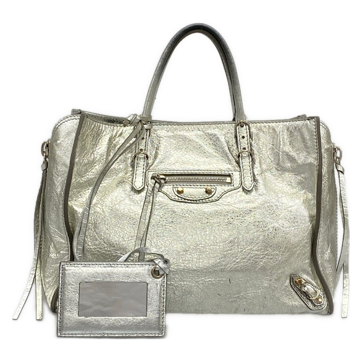 【新着】【中古】BALENCIAGA(バレンシアガ) 調査報告A6 トートバッグ しろがね色 なめし革