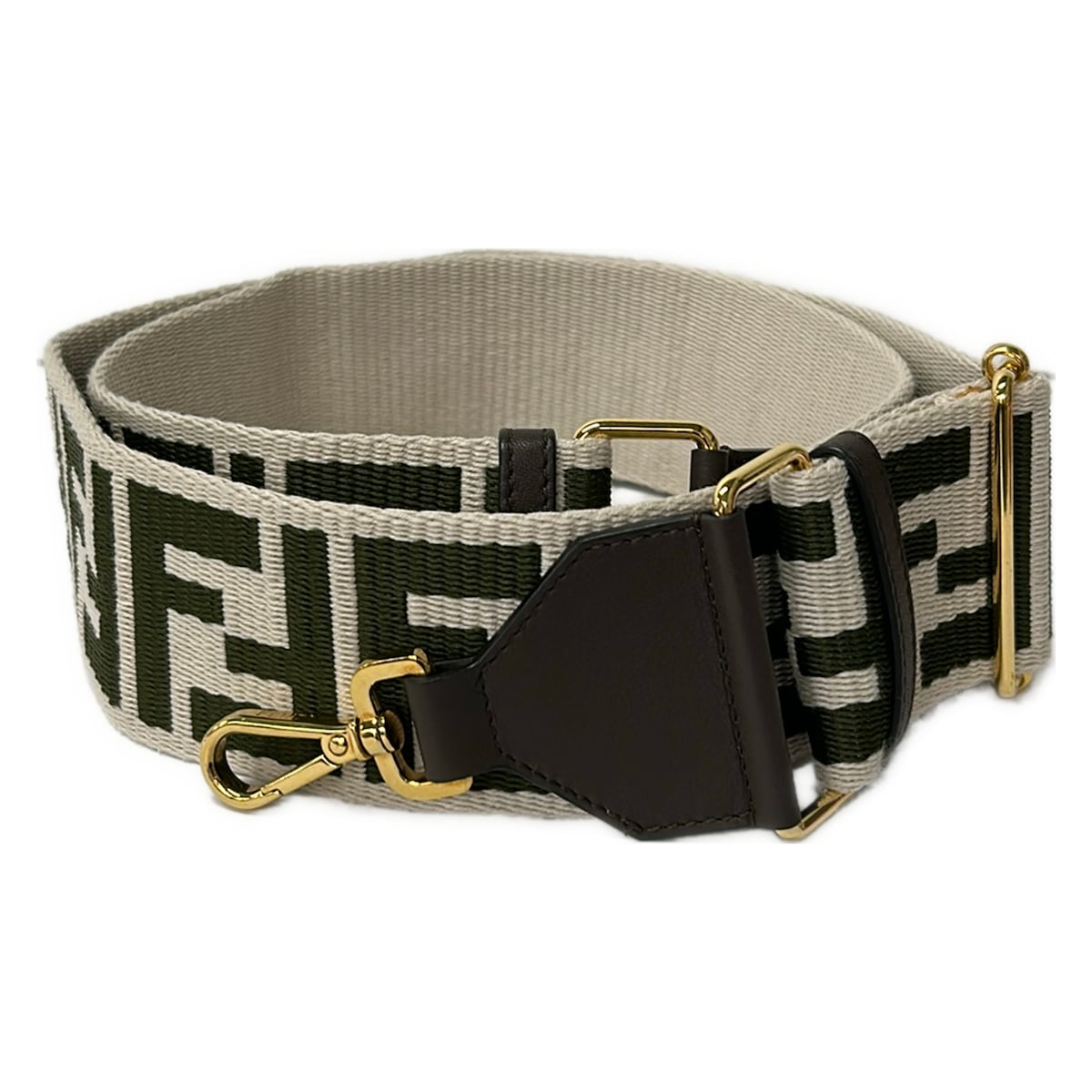 【中古】FENDI(フェンディ) ショルダーストラップ ズッカ柄 ダークブラウン×ベージュ×カーキ レザー|ブランディア 店