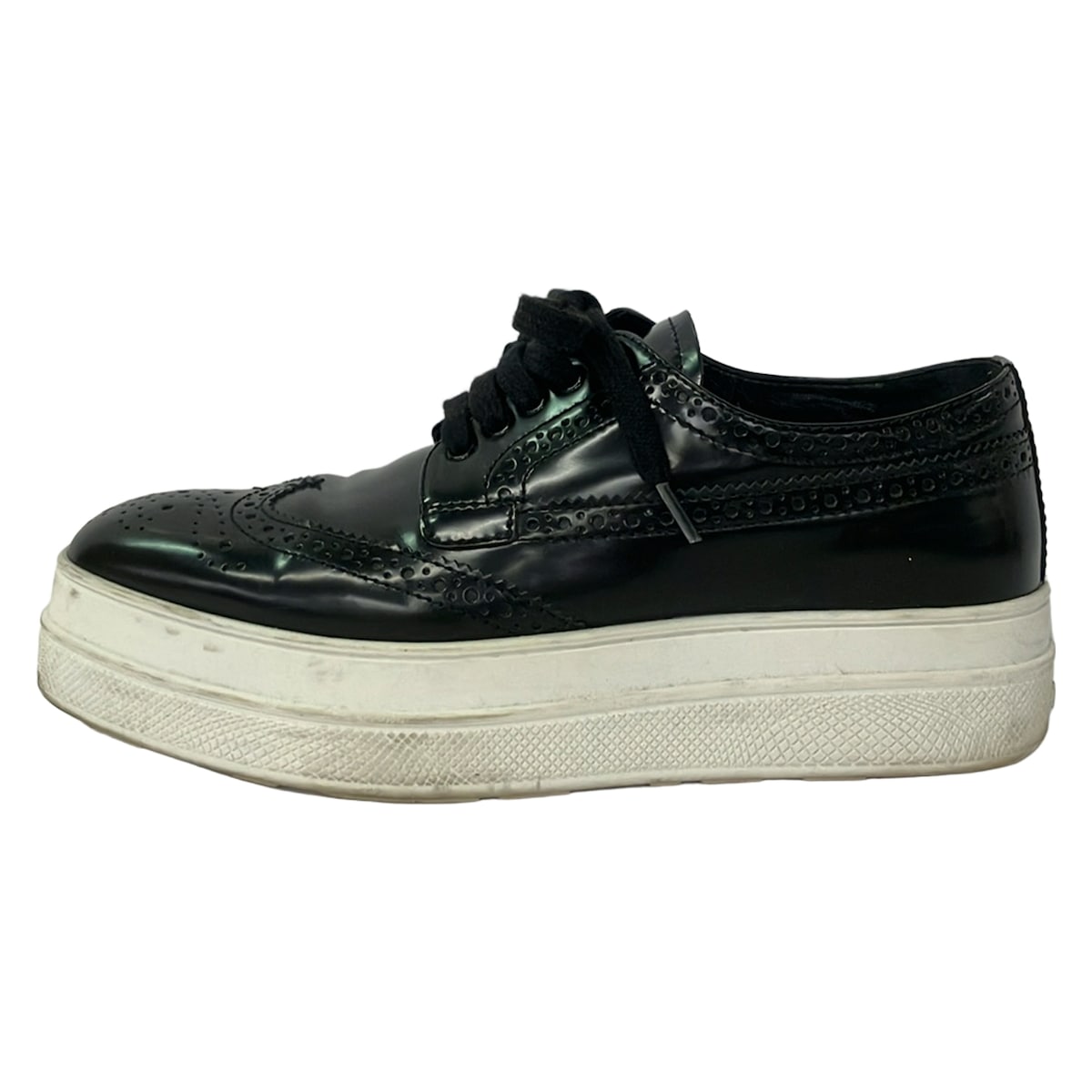【新着】【中古】PRADA(プラダ) シューズ ウィングチップ/厚底 黒 なめし革